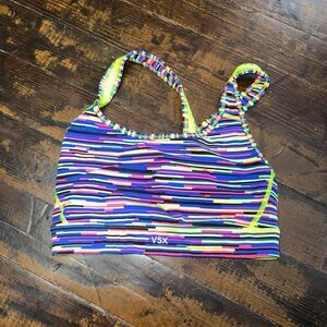 VSX The Player S cross back strappy multicolored stripe sports bra